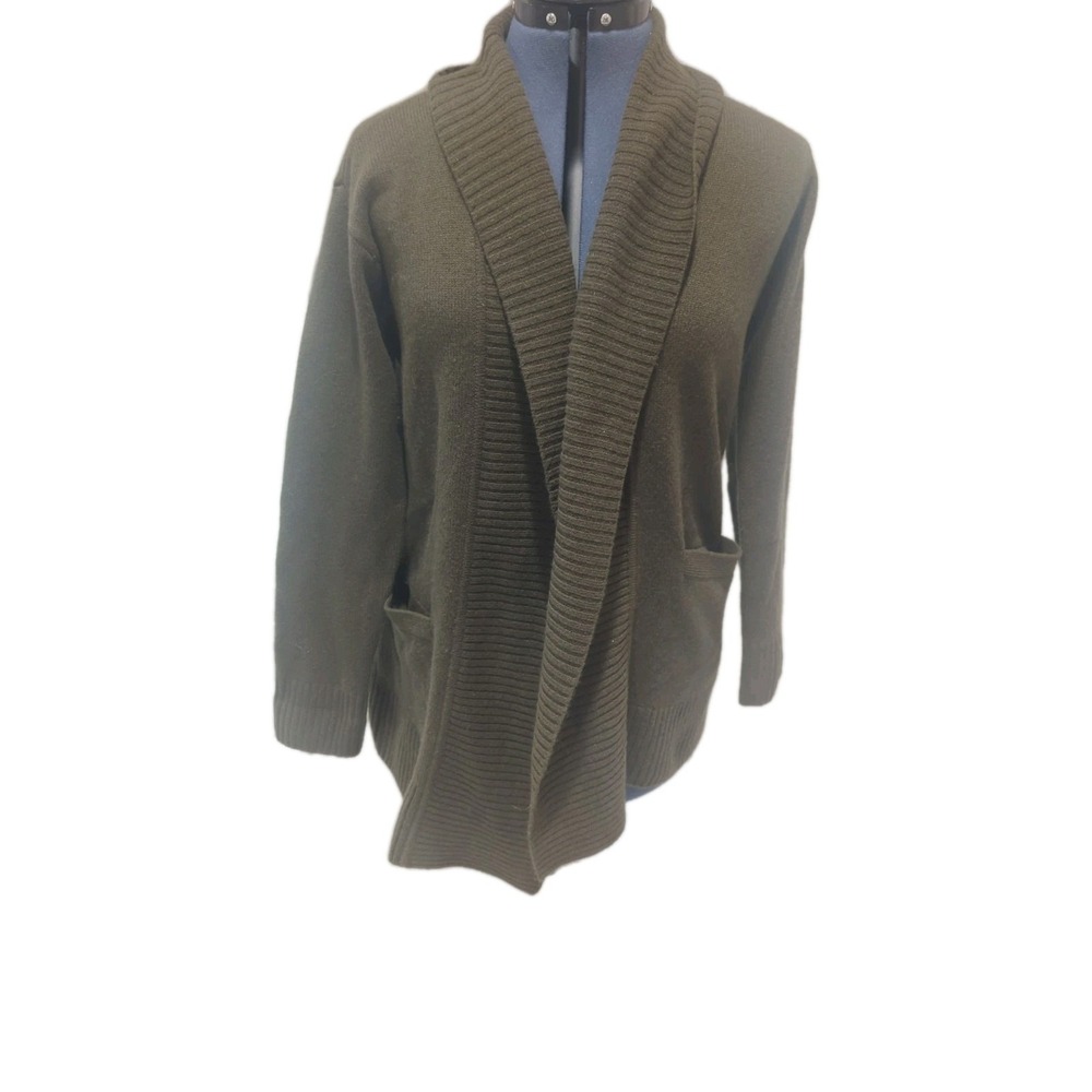 Lauren Ralph Lauren Open Sweater Cardigan Wool Cashmere Sz S Washable Brown